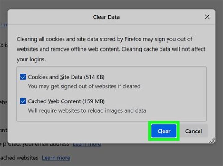 Browser cache clearing process
